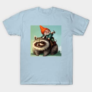 Garden Gnome Riding a Raccoon T-Shirt